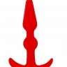 Красная анальная втулка T-SHAPE SILICONE BUTT PLUG RED - 8,9 см.