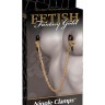Чёрные с золотом зажимы на соски Gold Chain Nipple Clamps