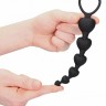 Черная анальная елочка Anal Heart Beads - 18,5 см.