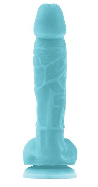 Голубой фаллоимитатор, светящийся в темноте, Firefly 5" Pleasures Dildo - 17 см.