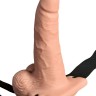 Телесный перезаряжаемый вибрострапон 6" Hollow Rechargeable Strap-On Remote - 17,5 см.