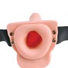 Телесный перезаряжаемый вибрострапон 6" Hollow Rechargeable Strap-On Remote - 17,5 см.