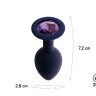 Черничная анальная пробка с фиолетовым кристаллом Gamma S - 7,2 см.