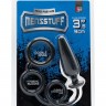 Чёрное эрекционное кольцо с подхватом и анальным стимулятором MENZSTUFF 3.5INCH DOUBLE RING ANAL PLUG