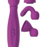Фиолетовый вибратор с 3 насадками Queenpin - 15 см.