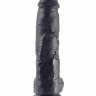 Реалистичный чёрный фаллоимитатор-гигант 10" Cock with Balls - 25,4 см.