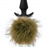 Силиконовая анальная пробка с дымчатым заячьим хвостом Fur Pom Pom - 12,7 см.