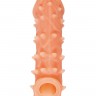 Телесная закрытая насадка с пупырышками Cock Sleeve Size L - 17,6 см.