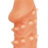 Телесная закрытая насадка с пупырышками Cock Sleeve Size L - 17,6 см.