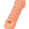 Телесная закрытая насадка с венками Cock Sleeve Size S - 13,8 см.