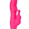 Розовый вибратор с клиторальным стимулятором PURRFECT SILICONE DELUXE RABBIT - 19 см.
