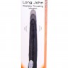 Чёрный вибромассажер Long John Realistic Thrusting Vibrator с функцией толкания - 20 см.