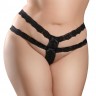 Черные трусики Crotchless Secret Gem XL-XXL с анальной пробкой