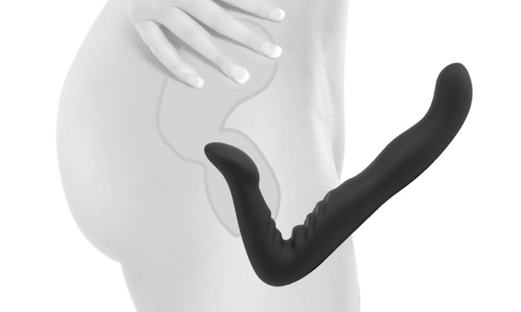 Черный безремневой страпон 8" Strapless Strap-On - 20,3 см.