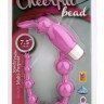 Розовая анальная цепочка с виброзайкой на кончике CHEERFUL BEAD RABBIT