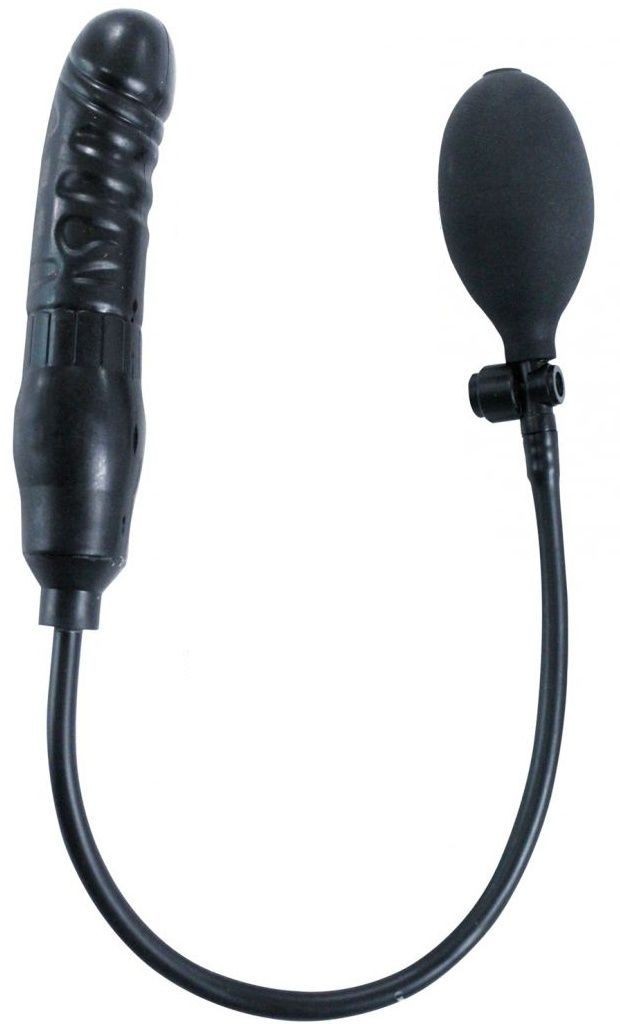 Черный фаллоимитатор с грушей Pump Up Dong - 17 см.
