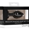 Черная анальная пробка с прозрачным стразом Diamond Heart Butt Plug - 7,3 см.