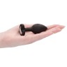 Черная анальная пробка с прозрачным стразом Diamond Heart Butt Plug - 7,3 см.