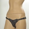 Чёрные трусики для фиксации насадок кольцом Kanikule Leather Strap-on Harness  Anatomic Thong