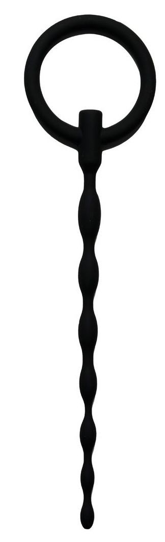 Черный силиконовый уретральный плаг Silicone Penis Plug - 16 см.