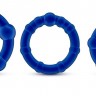 Набор из 3 синих эрекционных колец Stay Hard Beaded Cockrings