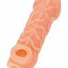 Телесная закрытая насадка с венками Cock Sleeve Size L - 17,6 см.