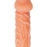 Телесная закрытая насадка с венками Cock Sleeve Size L - 17,6 см.