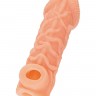 Телесная закрытая насадка с венками Cock Sleeve Size L - 17,6 см.