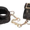 Черные наручники Leather Handcuffs на карабинах