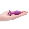 Фиолетовая анальная пробка с прозрачным стразом Diamond Heart Butt Plug - 7,3 см.