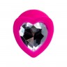 Розовая анальная втулка Diamond Heart с прозрачным кристаллом - 8 см.