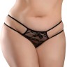 Черные трусики Crotchless Pleasure Pearls XL-XXL с бусинами и анальным стимулятором
