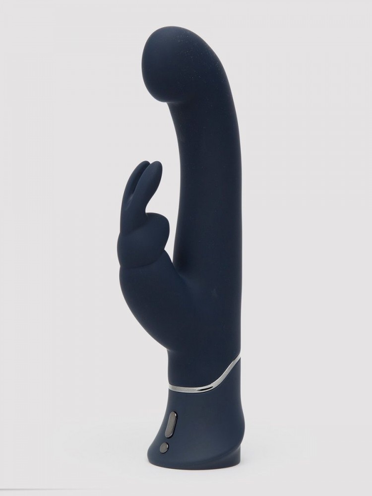 Темно-синий вибратор-кролик Greedy Girl Real-Feel Rabbit Vibrator - 25,4 см.