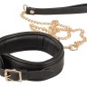 Черный кожаный ошейник Leather Collar and Leash с поводком