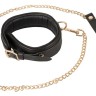 Черный кожаный ошейник Leather Collar and Leash с поводком