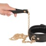 Черный кожаный ошейник Leather Collar and Leash с поводком