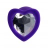 Фиолетовая анальная втулка Diamond Heart с прозрачным кристаллом - 7 см.