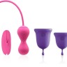 Подарочный набор: розовый тренажер Кегеля MAGIC KEGEL MASTER 2 и фиолетовые менструальные чаши