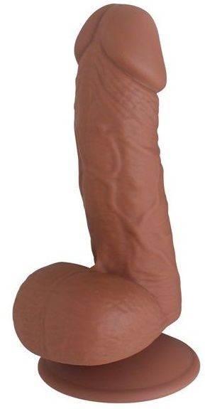 Коричневый фаллоимитатор SEDUCER Ballsy Stud - 16,5 см.