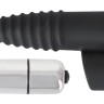 Черная вибронасадка на палец с винтовым наконечником Finger Vibrator - 10,5 см.