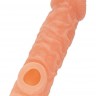 Телесная закрытая насадка с шершавой головкой Cock Sleeve Size L - 17,6 см.