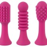 Ярко-розовый клиторальный вибратор с 3 насадками Spot Vibrator with 3 Tips - 17,9 см.