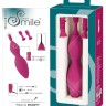 Ярко-розовый клиторальный вибратор с 3 насадками Spot Vibrator with 3 Tips - 17,9 см.