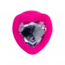 Розовая анальная втулка Diamond Heart с прозрачным кристаллом - 9,5 см.