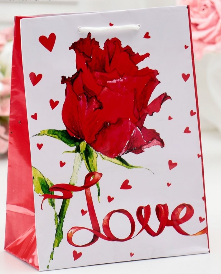 Подарочный пакет "Love" - 15 х 12 см.