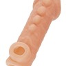 Телесная закрытая насадка с шишечками Cock Sleeve Size M - 15,6 см.