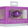Фиолетовая анальная пробка Regular Ribbed Diamond Heart Plug - 7 см.