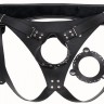 Телесный реалистичный фаллоимитатор на черных трусиках Real Big Strap-On - 34,5 см.