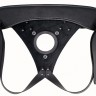 Телесный реалистичный фаллоимитатор на черных трусиках Real Big Strap-On - 34,5 см.