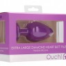 Фиолетовая анальная пробка с прозрачным стразом Extra Large Diamond Heart Butt Plug - 9,5 см.